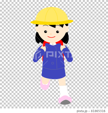 正面に向かって走る女の子のイラスト素材