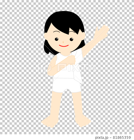 Girl changing into a white shirt 81865359