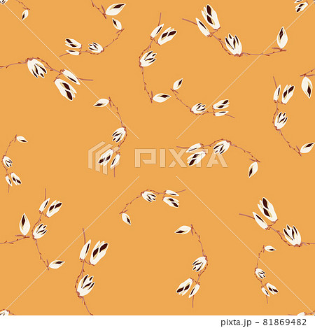 Seamless pattern Magnolias on yellow background. Beautiful texture with spring white flowers. 81869482