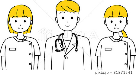 医療従事者の女性と男性　上半身3人セット 81871541