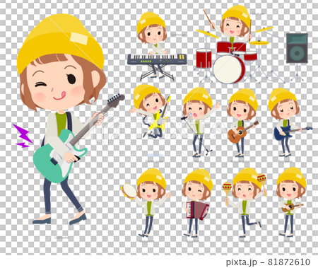 一組演奏搖滾樂和流行音樂的休閒時尚女性 81872610