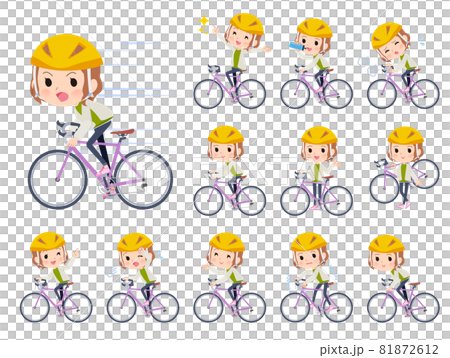 公路自行車上的休閒時尚女裝 81872612