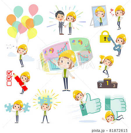 成功やポジティブに関するカジュアルファッション女性のセットのイラスト素材