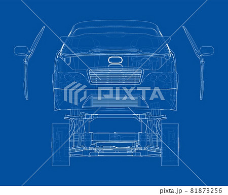 Assembling electric car. Vector 81873256