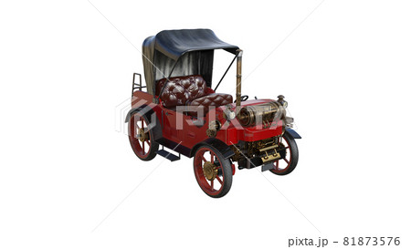 3d model of an old car rendered at different angles, isolated on a white background. 3D rendering, 3D illustration. 81873576