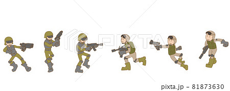 シューティングゲームで戦うアバター兵士たちのイラスト素材
