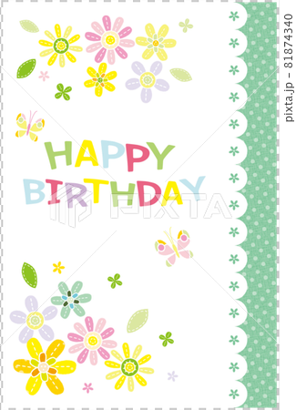 Flower design birthday card lace style green 81874340