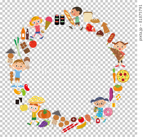 子供　食品　余白　イラスト　円 81875791