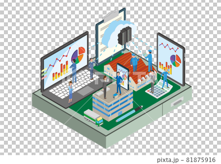 会社内クラウドネットワークのイメージイラスト 81875916