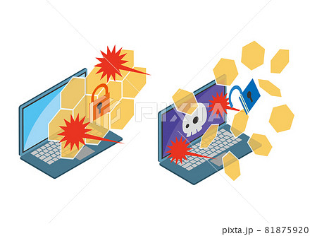 攻撃を受けてPCのセキュリティが破られるイメージ 攻撃を受けてPCのセキュリティが破られるイメージ 81875920