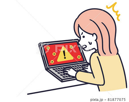 パソコンがウイルスに感染している女性 シンプルイラスト パソコンがウイルスに感染している女性 シンプルイラスト 81877075