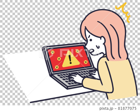 パソコンがウイルスに感染している女性 シンプルイラスト パソコンがウイルスに感染している女性 シンプルイラスト 81877075