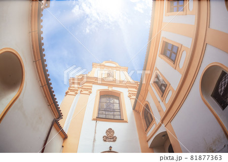 Sun shining on the Church of the Assumption , Pilsen 81877363