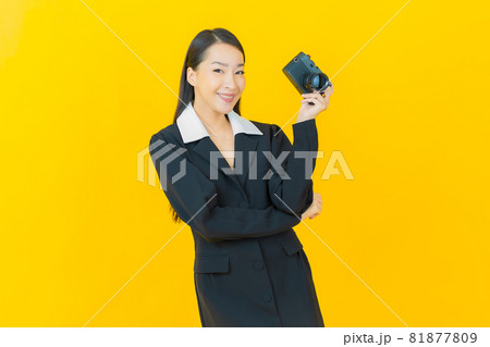 Portrait beautiful young asian woman use camera 81877809