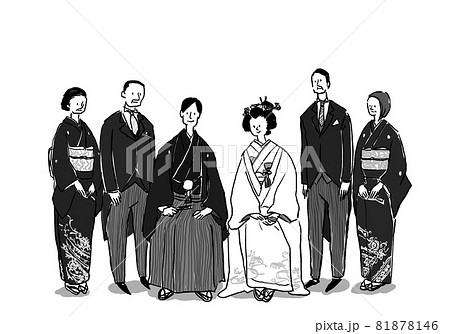 新郎新婦と親族、両親（花嫁：日本髪）和装、ウエディング、結婚、和装ウエディング 81878146