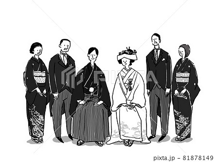 新郎新婦と親族、両親(花嫁:角隠し)和装、ウエディング、結婚、和装ウエディング 新郎新婦と親族、両親(花嫁:角隠し)和装、ウエディング、結婚、和装ウエディング 81878149