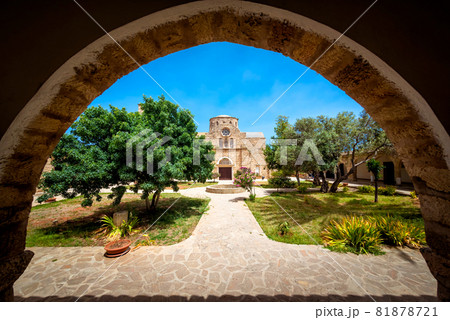 Monastery of Saint Barnabas in Cyprus, inner courtyard Monastery of Saint Barnabas in Cyprus, inner courtyard 81878721