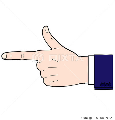 指をさすポーズをしている手のイラスト 白背景 ベクター 切り抜き のイラスト素材