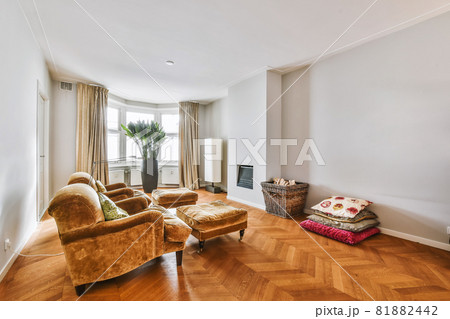 Interior of bright living room with stylish furniture Interior of bright living room with stylish furniture 81882442