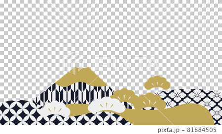 New Year's card material with Mt. Fuji and Japanese pattern New Year's card material with Mt. Fuji and Japanese pattern 81884505