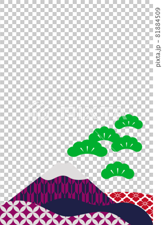 New Year's card material with Mt. Fuji and Japanese pattern New Year's card material with Mt. Fuji and Japanese pattern 81884509