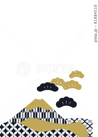 富士山と和柄の年賀状素材 富士山と和柄の年賀状素材 81884510