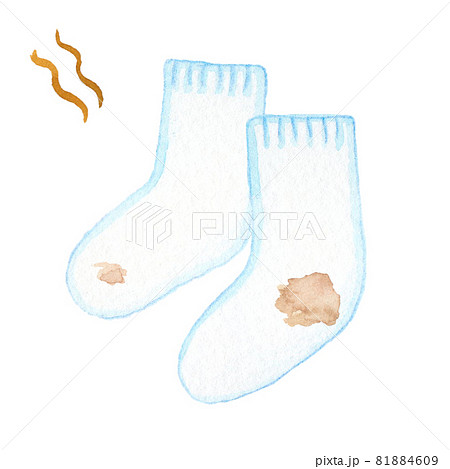 汚れた臭い白い靴下 手描き のイラスト素材