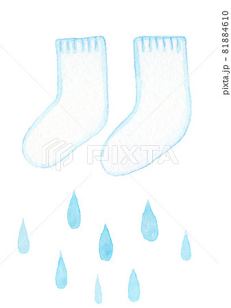 乾かない洗濯物 白い靴下 手描き のイラスト素材