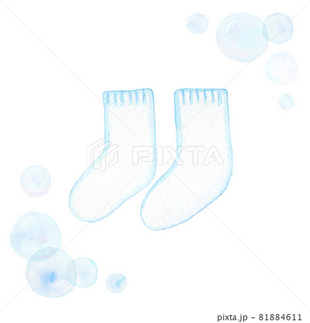 洗い立ての清潔な白い靴下 手描き のイラスト素材