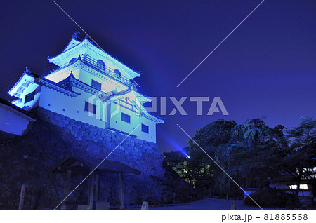 ブルーライトアップされた白石城(宮城県白石市) ブルーライトアップされた白石城(宮城県白石市) 81885568