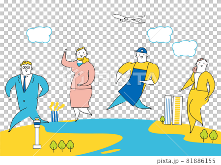 地球の上をかっ歩する労働者 イラスト素材 地球の上をかっ歩する労働者 イラスト素材 81886155