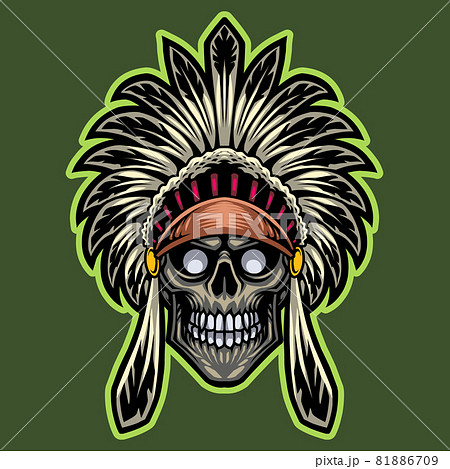Tribal chief skull head esport mascot logo Tribal chief skull head esport mascot logo 81886709