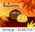 秋の栗と紅葉のイラスト 81887547