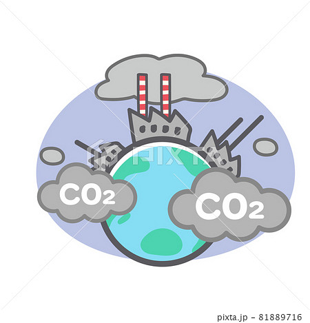 Co2による公害に関する地球のイラストのイラスト素材