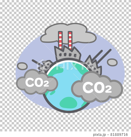 Co2による公害に関する地球のイラストのイラスト素材