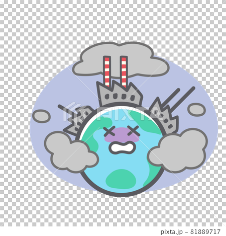 co2による公害に関する地球のイラスト 81889717