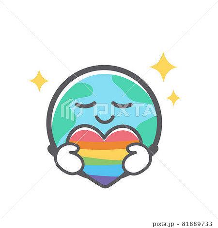 虹色のハートを抱く地球のイラスト 虹色のハートを抱く地球のイラスト 81889733