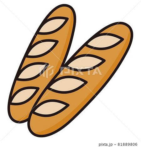 並んだフランスパン / カットイラスト素材 81889806