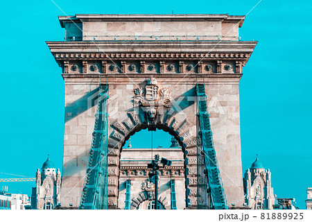 View of Szechenyi Chain Bridge. Budapest, Hungary View of Szechenyi Chain Bridge. Budapest, Hungary 81889925