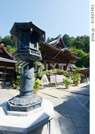 岡寺　灯篭と本堂　奈良県明日香村 81892463