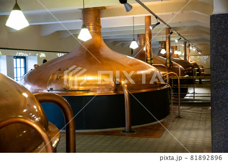 Brewery brewhouse interior. Brewery brewhouse interior. 81892896