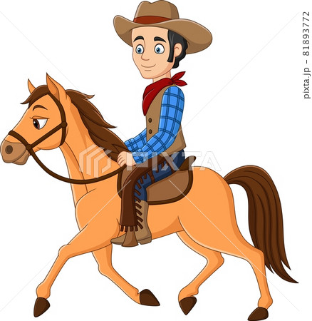 Cartoon cowboy riding on a horse Cartoon cowboy riding on a horse 81893772