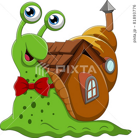 Cartoon Snail With Shell Houseのイラスト素材