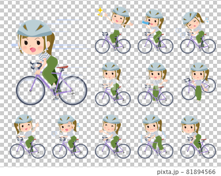 Casual fashion women's set on a road bike Casual fashion women's set on a road bike 81894566