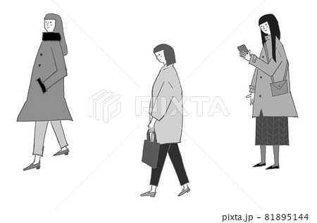 秋・冬服の女性たち 81895144