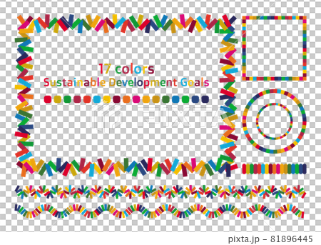 Sustainable Development Goals Image of SDGs Beautiful frame and decorative ruled line set vector composed of 17 colors 81896445
