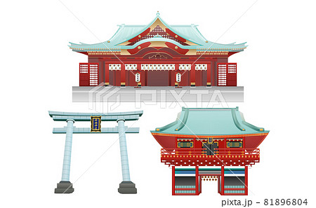 神田明神 鳥居 楼門 本殿 のイラスト素材