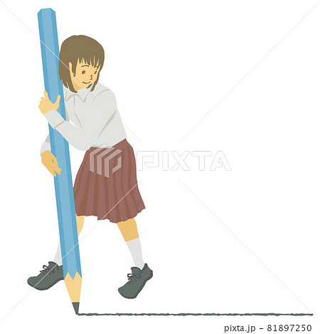 アイソメトリック 女子学生が鉛筆で線を引く ベクターイラストのイラスト素材 アイソメトリック 女子学生が鉛筆で線を引く ベクターイラストのイラスト素材