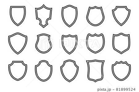 Police shield outline shape. Heraldic shields blank emblems. Security vector labels. 81899524