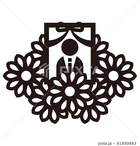 葬儀の祭壇の遺影のアイコン/白黒 葬儀の祭壇の遺影のアイコン/白黒 81899883